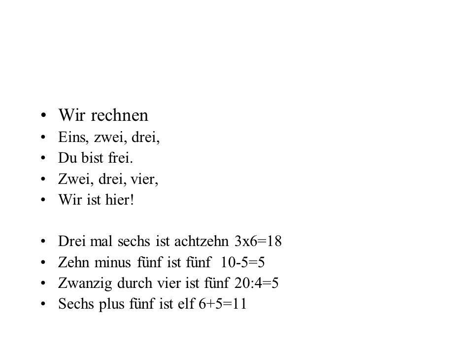 Eins zwei und ein dreier